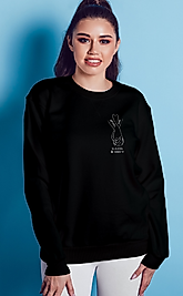 El Ele Çizimi Kişiye Özel Unisex Sweatshirt Siyah