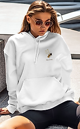 Bee Kind Unisex Kapşonlu Sweatshirt Beyaz