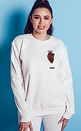 Anatomik Kalp Unisex Sweatshirt Beyaz