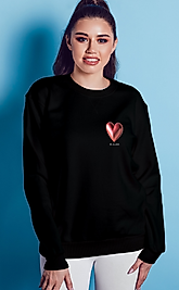 Metalik Kırmızı Kalp Unisex Sweatshirt Siyah