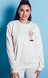 Kalpten Gelen Melodi Unisex Sweatshirt Beyaz