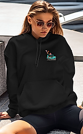 Sevimli Fare Ekspresi Unisex Kapşonlu Sweatshirt Siyah