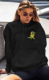 Yağmurluklu Dinazor Unisex Kapşonlu Sweatshirt Siyah