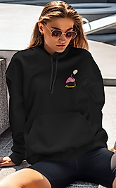 Flamingo Unisex Kapşonlu Sweatshirt Siyah