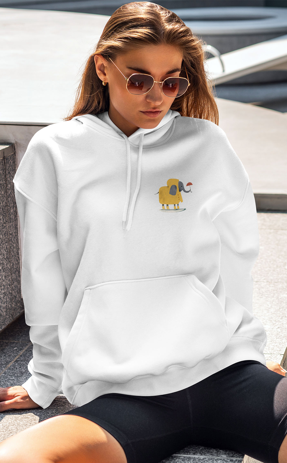 Yağmurlu Gün Fil Unisex Kapşonlu Sweatshirt