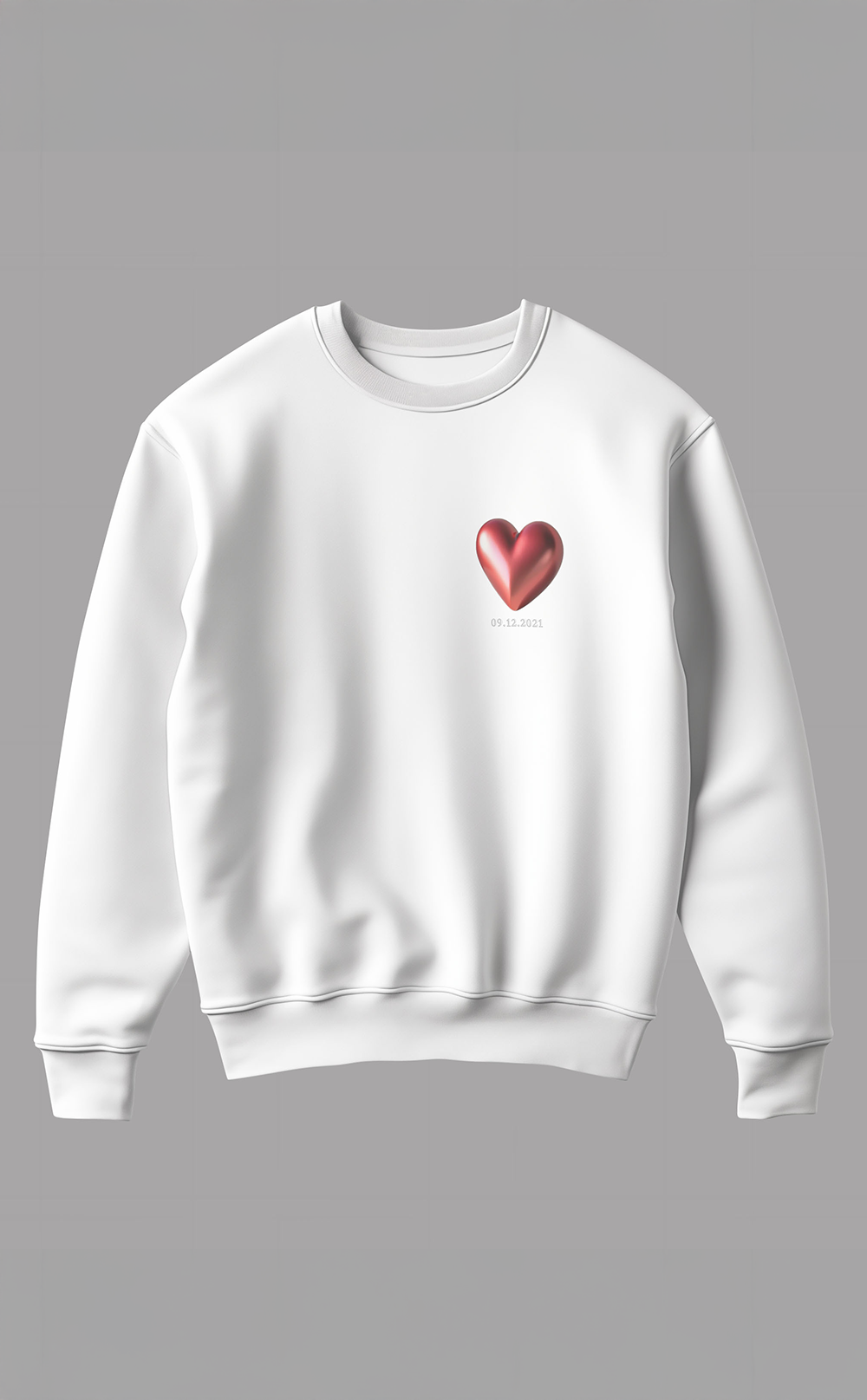 Metalik Kırmızı Kalp Unisex Sweatshirt