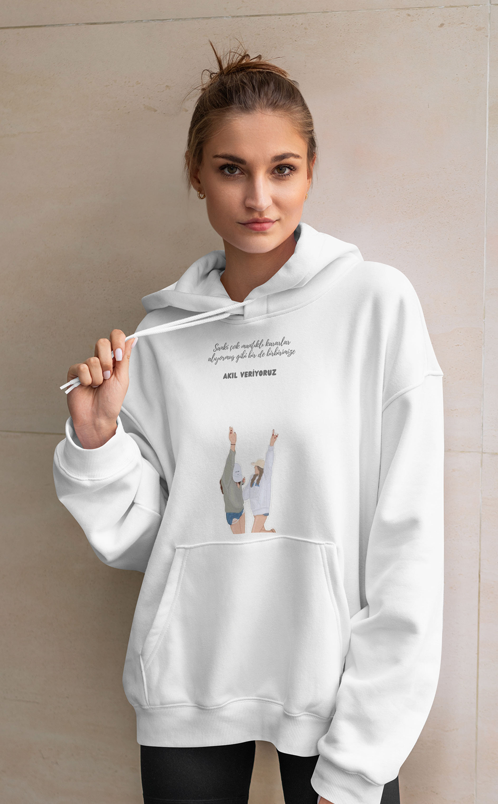 Eğlenceli Dostluk Anları Unisex Kapşonlu Sweatshirt